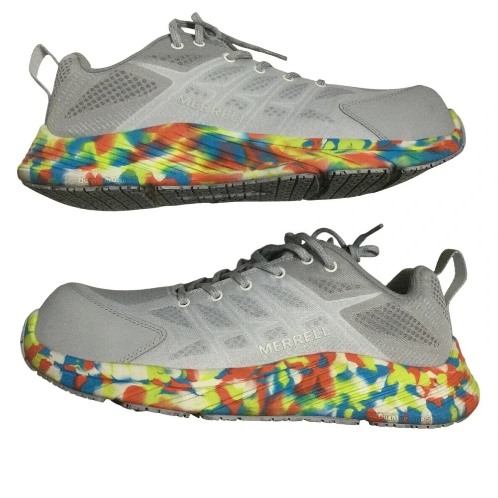Merrell Work Shoes Womens 9 Gray Tie‎ Dye Composite Toe Safety Sneakers J005176